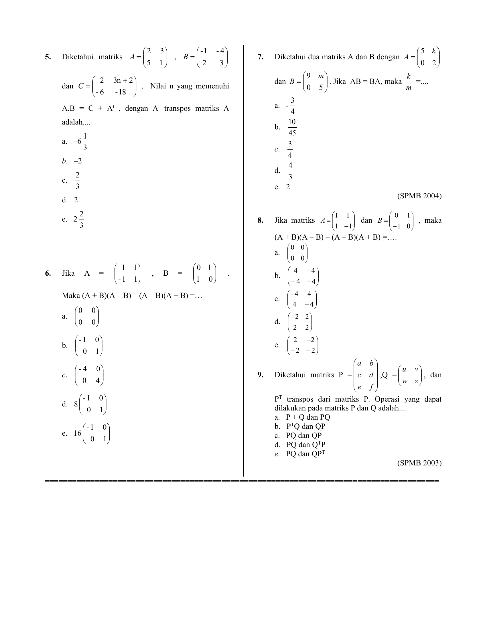 20-5-1-B. Sifat-sifat Perkalian Matriks Dengan Matriks – SidiqMath